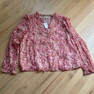 J.Crew Floral Blouse with Ruffle Details
